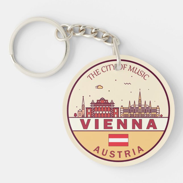 Vienna Austria City Skyline Emblem Keychain (Front)
