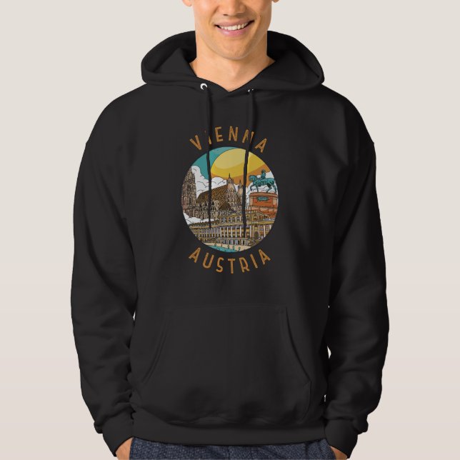 Vienna Austria Distressed Circle Hoodie (Front)