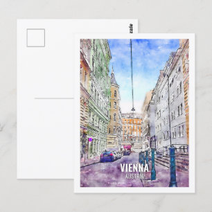 Vienna Austria Famous Travel Place Watercolor Postcard