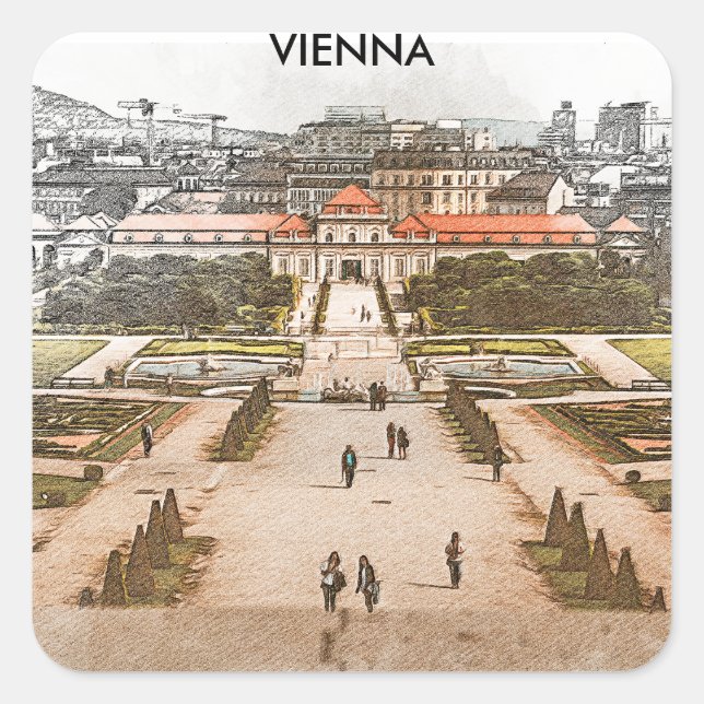 Vienna Austria Historic Panorama View Square Sticker (Front)