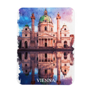 Vienna Austria karlskirche Church Watercolor Magnet