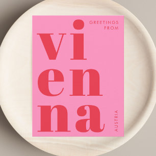 Vienna Austria red pink typography Postcard