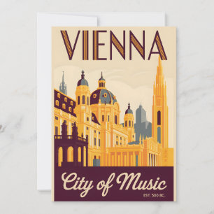 Vienna Austria Retro Skyline Cityscape Travel  Holiday Card