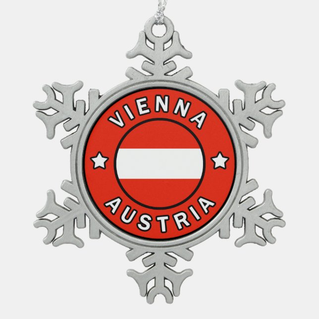 Vienna Austria Snowflake Pewter Christmas Ornament (Front)