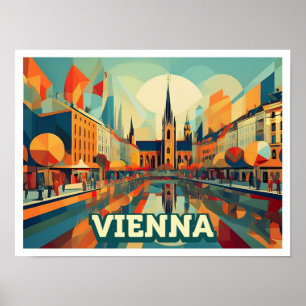 Vienna Austria Travel artistic colourful Poster