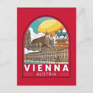 Vienna Austria Travel Retro Emblem Postcard