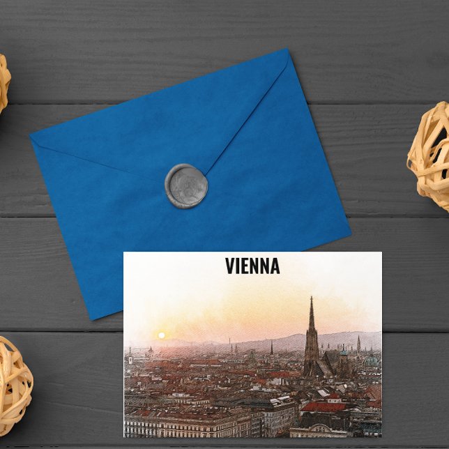 Vienna Austria Vintage Colour Cityscape Postcard (vienna austria vintage cityscape postcard)