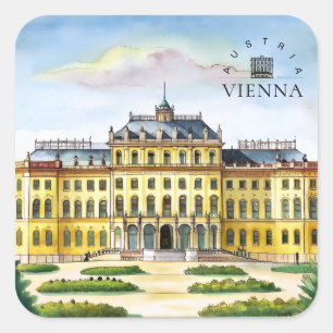 Vienna Austria Watercolor City Travel Memory Square Sticker