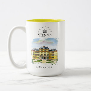 Vienna Austria Watercolor City Travel Memory Two-Tone Coffee Mug