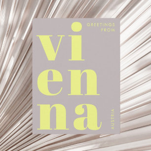 Vienna Austria yellow typography Postcard