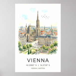 Vienna Cityscape Art Print, Gothic Spire and Poster