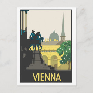 Vienna, illustration, vintage travel postcard