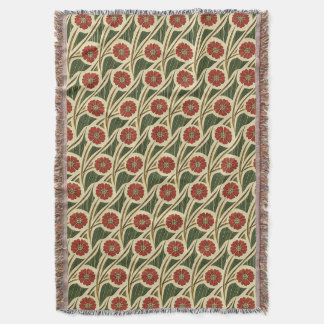 Vienna Meadow - Red Flowers Throw Blanket