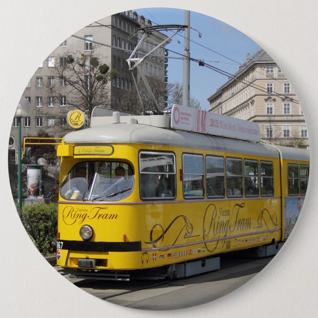 Vienna Ring Tram 6 Inch Round Button (Front)