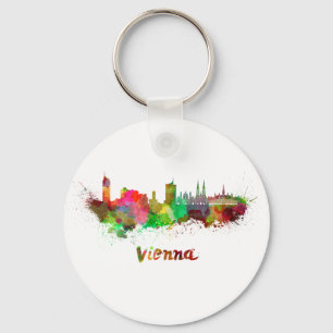 Vienna skyline in watercolor keychain