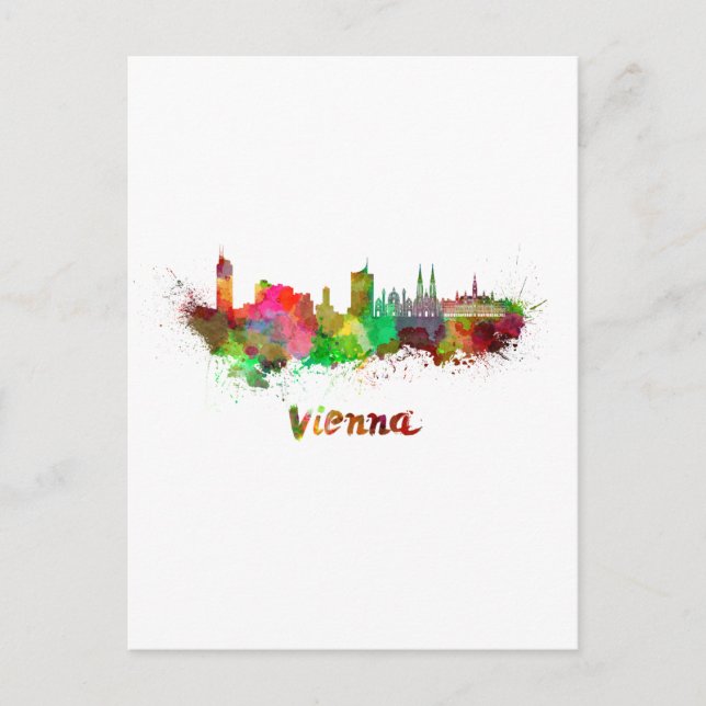 Vienna skyline in watercolor postcard (Front)
