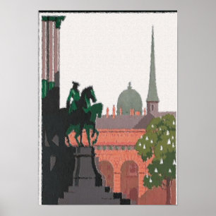 Vienna Statue Sunset Poster