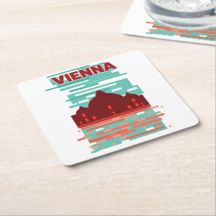 Vienna Travel poster Square Paper Coaster