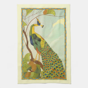Viennese Art Nouveau Peacock Kitchen Towel