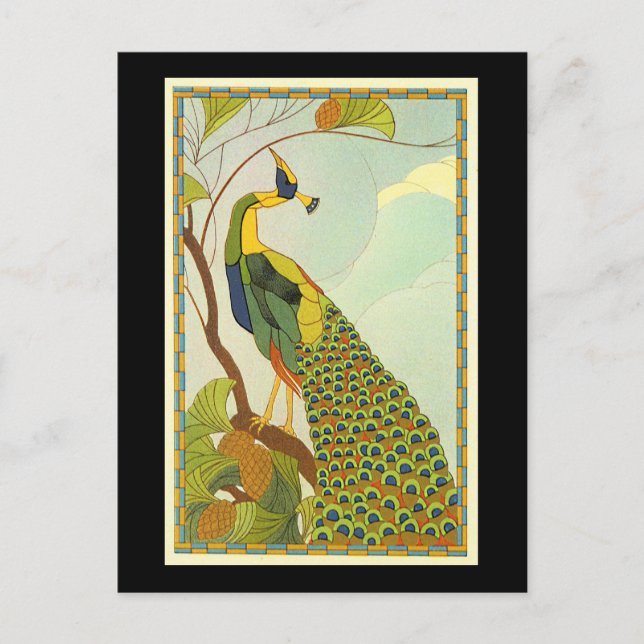 Viennese Art Nouveau Peacock Postcard (Front)