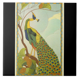Viennese Art Nouveau Peacock Tile