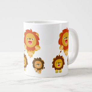 'Viens ! ! ' Trois mignons Lions Cartoon Jumbo Mug