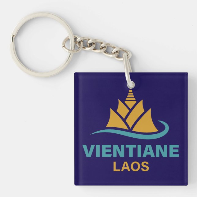 Vientiane Laos Southeast Asia Keychain (Front)