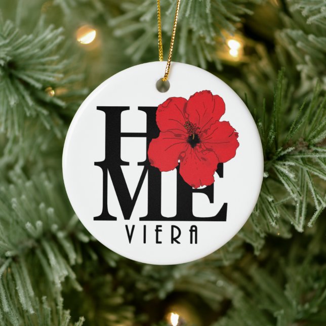 Viera HOME Red Hibiscus Ceramic Ornament (Tree)