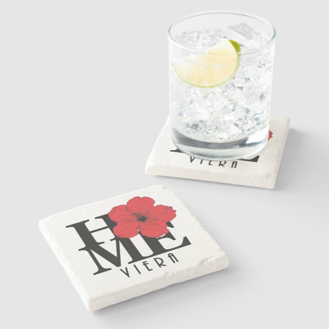 Viera HOME Red Hibiscus  Stone Coaster (Side)