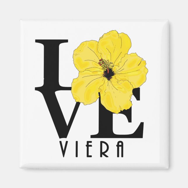 Viera LOVE Yellow Hibiscus Magnet (Front)