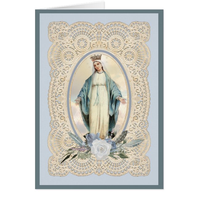 Vierge Catholique Marie Poème Religieux Roses (Devant)
