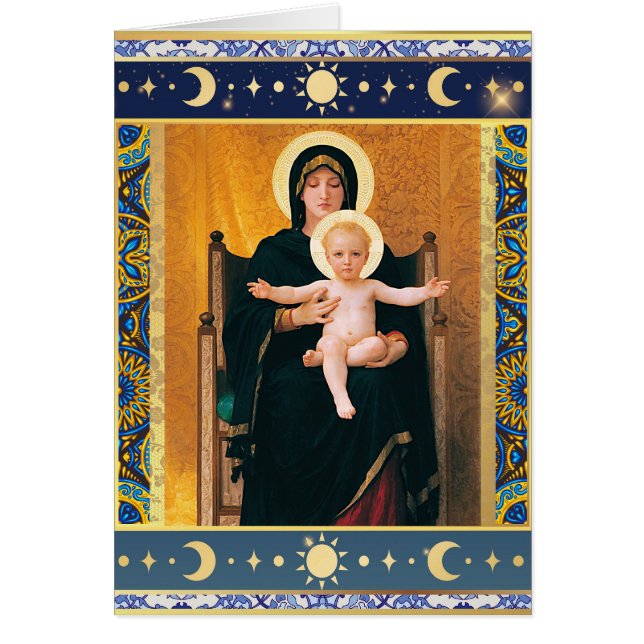 Vierge et enfant par W. Bouguereau Carte Noël (Devant)
