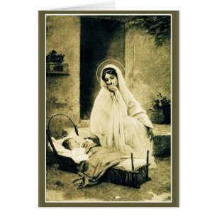 Vierge Marie avec la huche de Jésus d'enfant