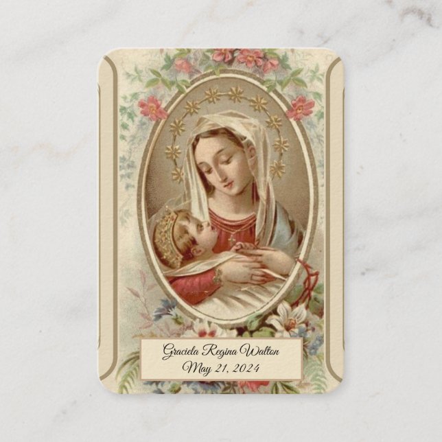 Vierge Marie Baptême Souvenir Carte Sainte (Devant)
