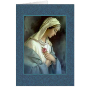 Vierge Marie béni tenant le rose de rose