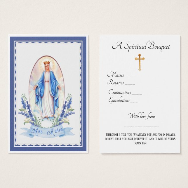 Vierge Marie Bouquet spirituel Prière Sainte Carte (Devant & derrière)