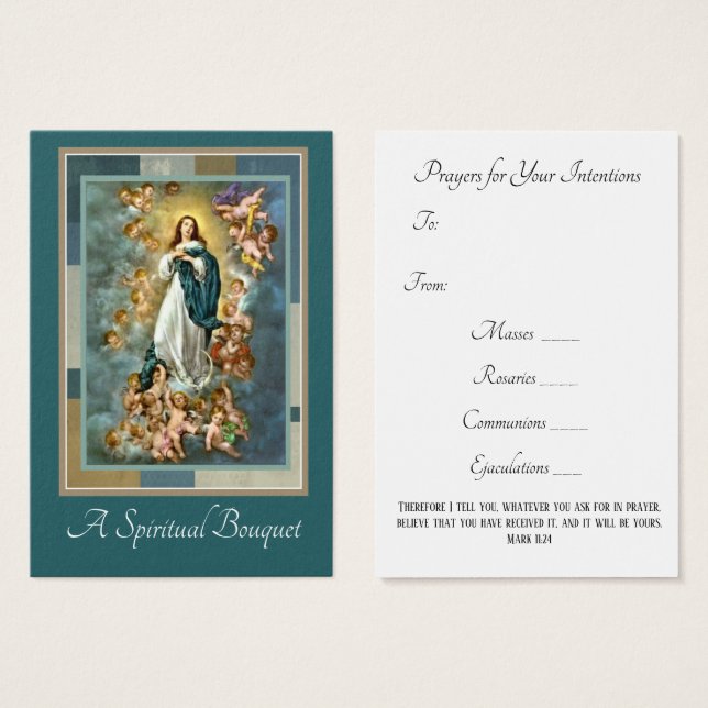 Vierge Marie Bouquet spirituel Prière Sainte Carte (Devant & derrière)