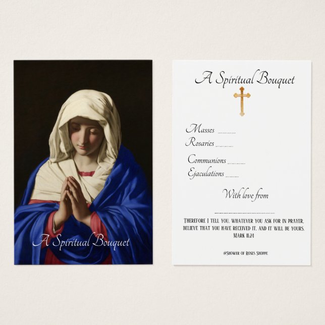 Vierge Marie Bouquet spirituel Prière Sainte Carte (Devant & derrière)