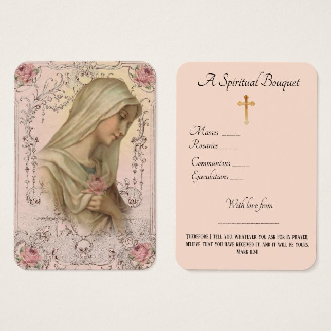 Vierge Marie Bouquet spirituel Prière Sainte Carte (Devant & derrière)