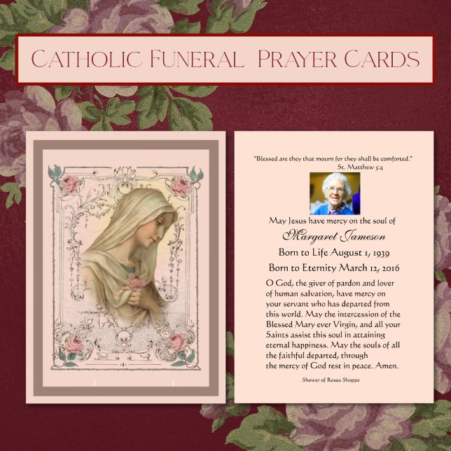 Vierge Marie Catholique Prière funéraire Carte Sai (Traditional Catholic Funeral Prayer Cards - Easy to personalize )