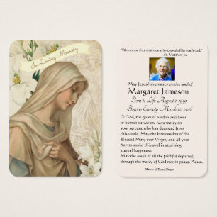 Vierge Marie Catholique Prière funéraire Carte Sai