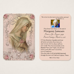 Vierge Marie Catholique Prière funéraire Carte Sai
