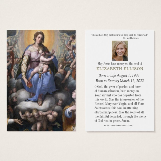 Vierge Marie Catholique Saints Anges Prière funéra (Devant & derrière)
