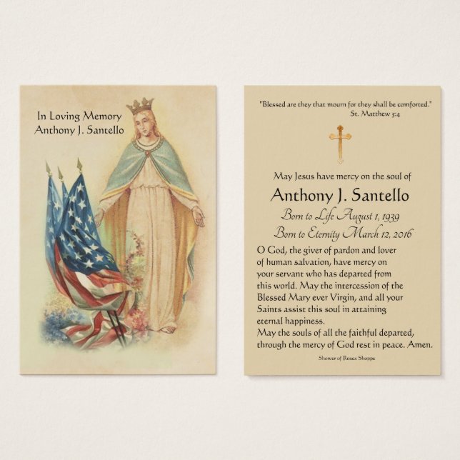 Vierge Marie Drapeaux catholiques Funérailles Cart (Devant & derrière)