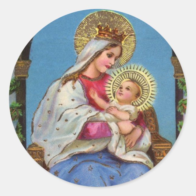 Vierge Marie et Bébé Jésus Stickers religieux (Devant)