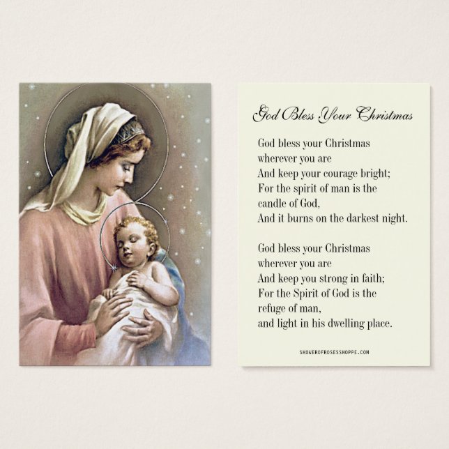 Vierge Marie et Jésus Poème de prière de Noël (Devant & derrière)