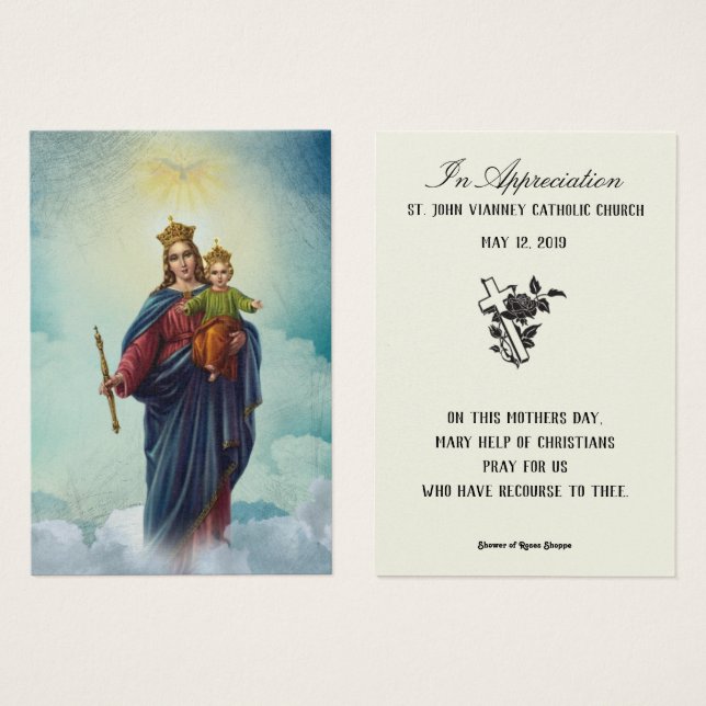 Vierge Marie Fête des mères Cartes de souvenir (Devant & derrière)