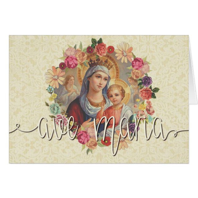 Vierge Marie Jésus dentelle Ave Maria Overlay (Devant horizontal)