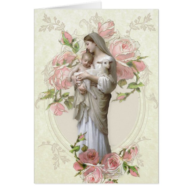 Vierge Marie Sympathie funéraire Carte Sainte Merc (Devant)