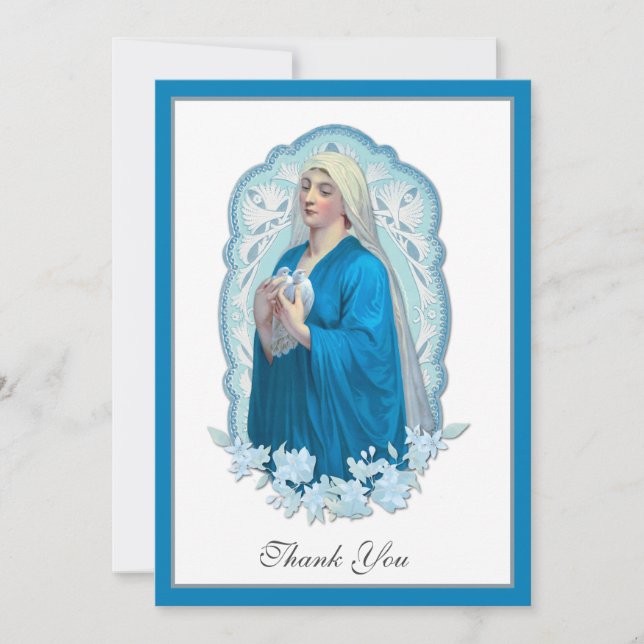 Vierge Marie Sympathie funéraire Carte Sainte Merc (Devant)